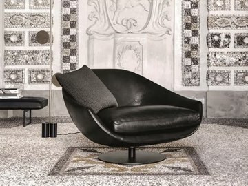 AVÌ - Swivel leather armchair with removable cover with armrests by Désirée divani - view 2